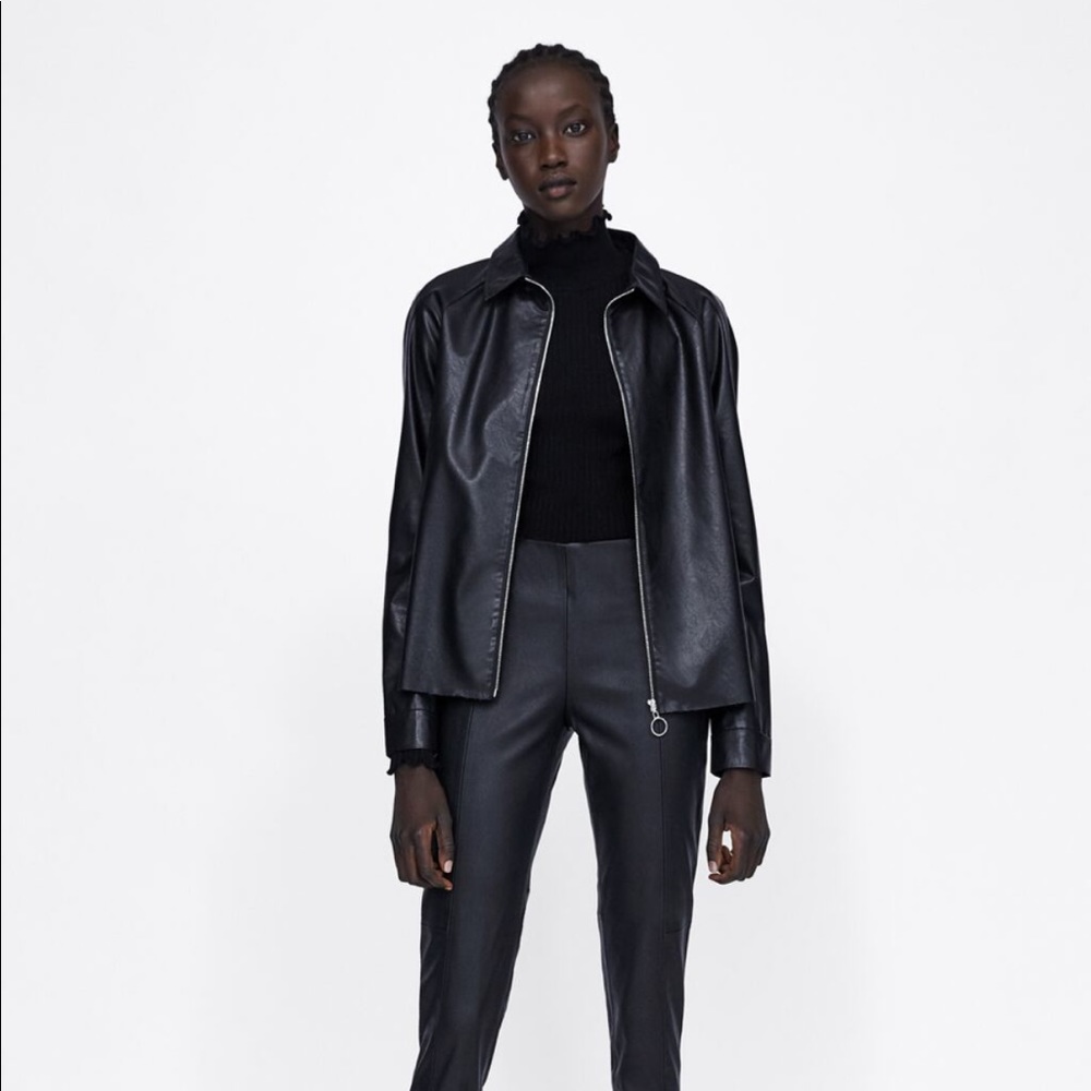 Faux leather zip jacket
